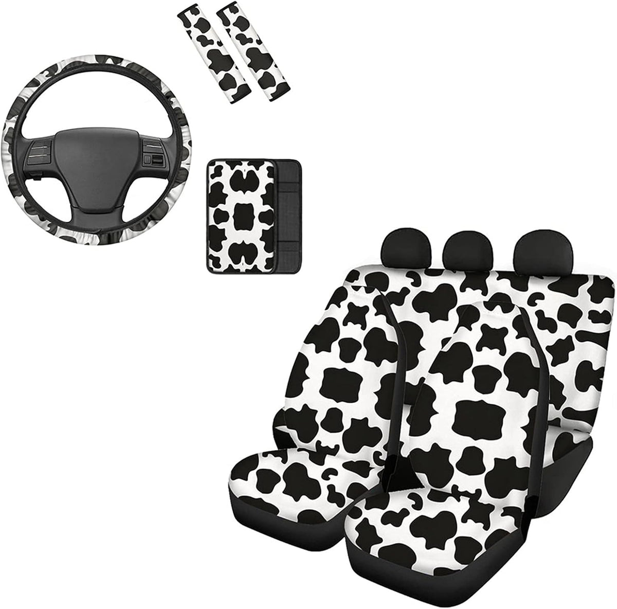 Red Lips Car Seat Covers Full Set with Steering Wheel Cover X323811