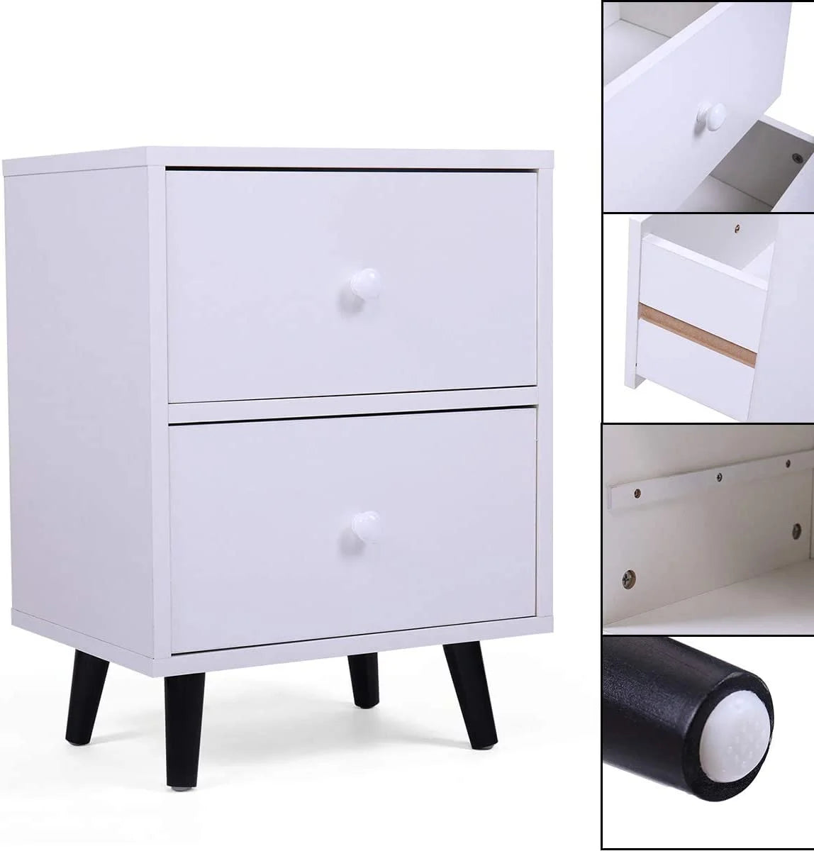 White 2 Drawer Nightstand H191