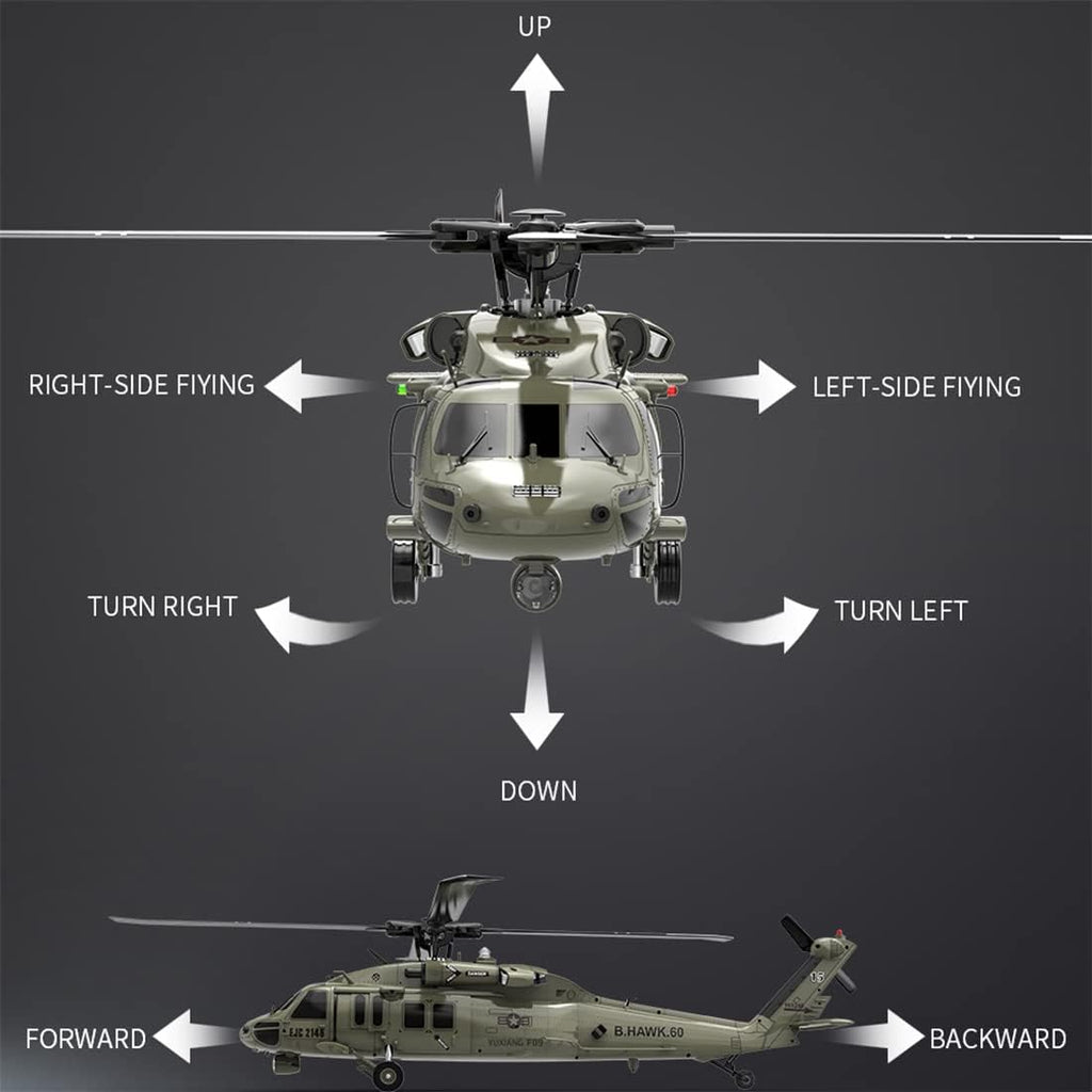 2.4G 6CH Brushless Direct Drive Remote Control Military Helicopter Q654