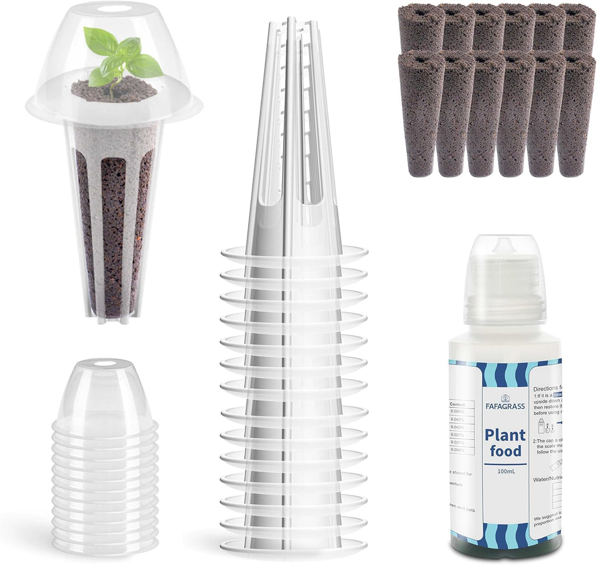 12 Set Seed Pod Kit with Grow Sponges, Grow Baskets, Grow Domes, Plant Food D14385
