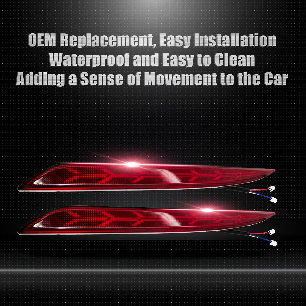 LED Rear Fog Lights Reflector Lamps for Tesla Model 3, 2 Pcs R7242