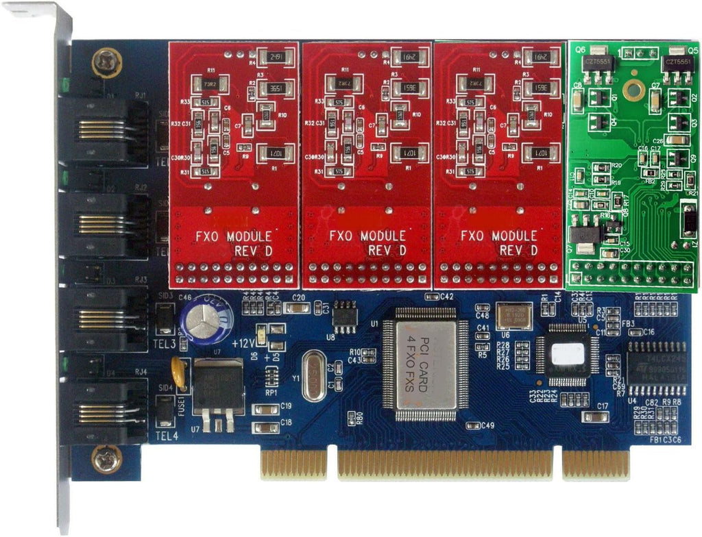 4 Port Analog PCI Card with 1 FXS + 3 FXO Ports S2362
