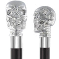 Silver-Plated Chrome Skull Handle Walking Stick with Black Beechwood Shaft R50002
