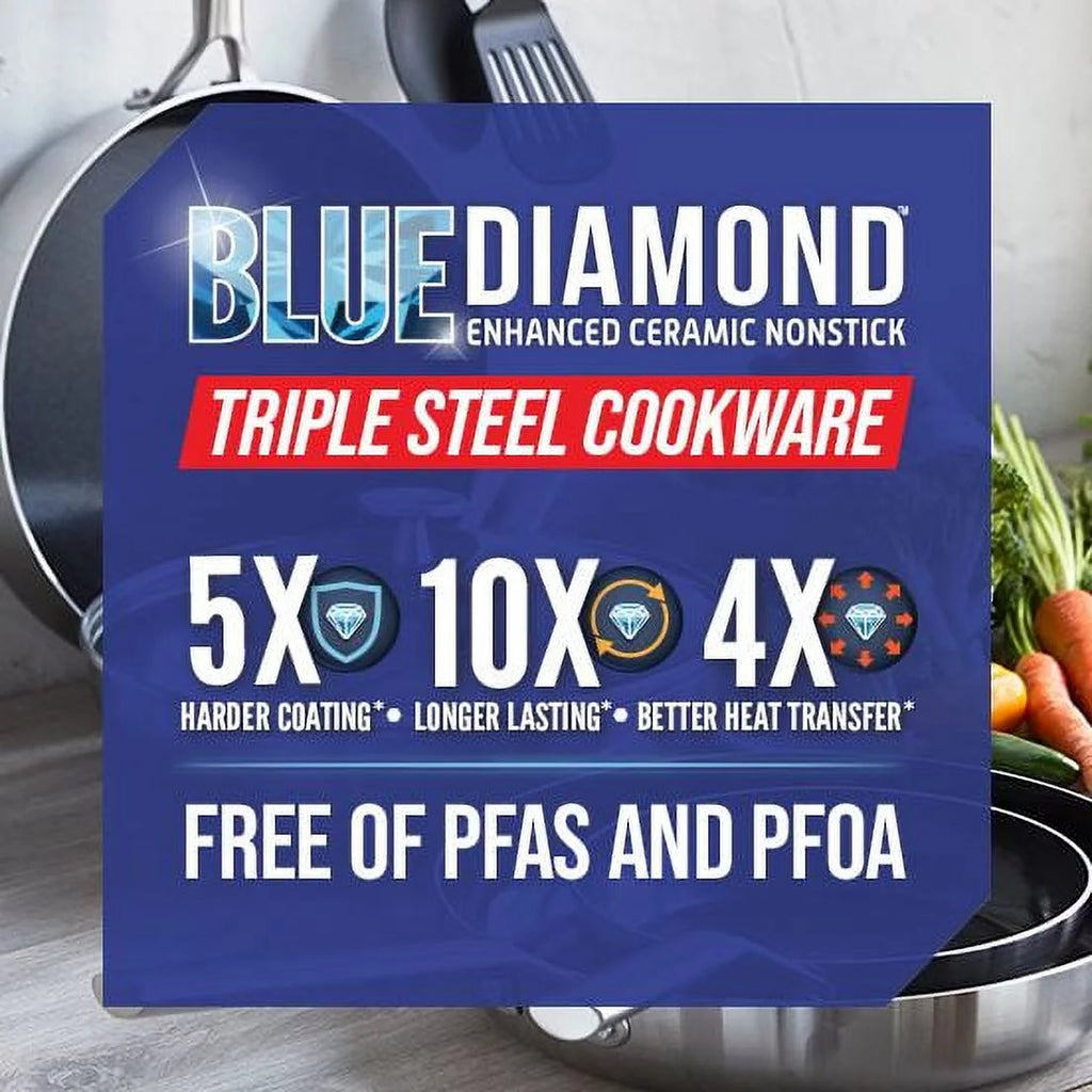 2.5QT Stainless Steel Ceramic Nonstick Saucepan with Lid X6654