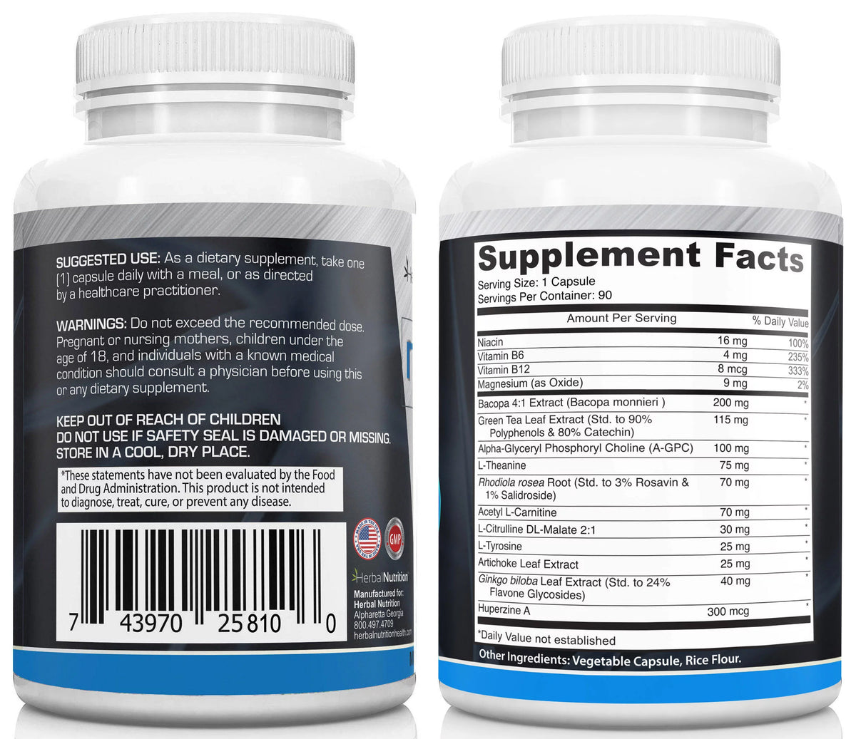 Bacopa Huperzine-A Brain Booster Supplement A9580