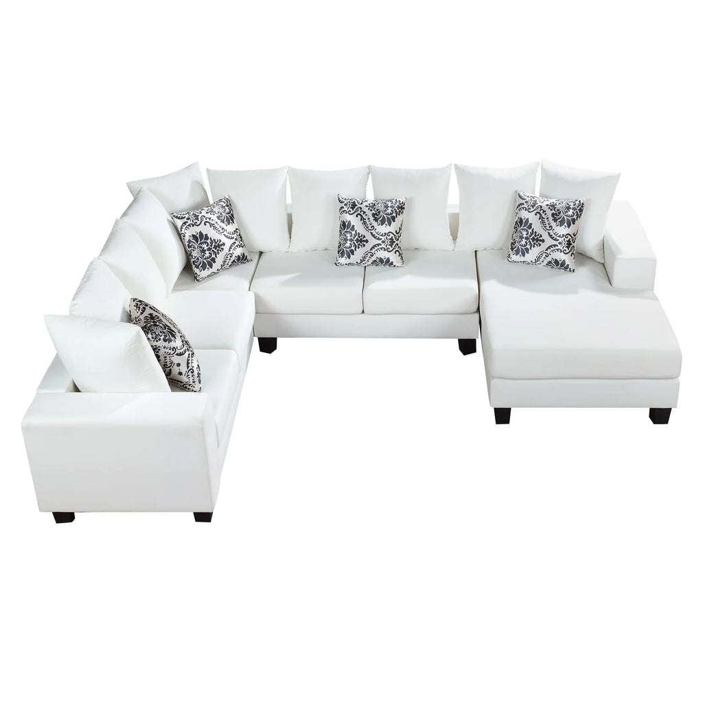 U Shape Velvet Sectional Sofa with Pillows and Chaise Lounge O856