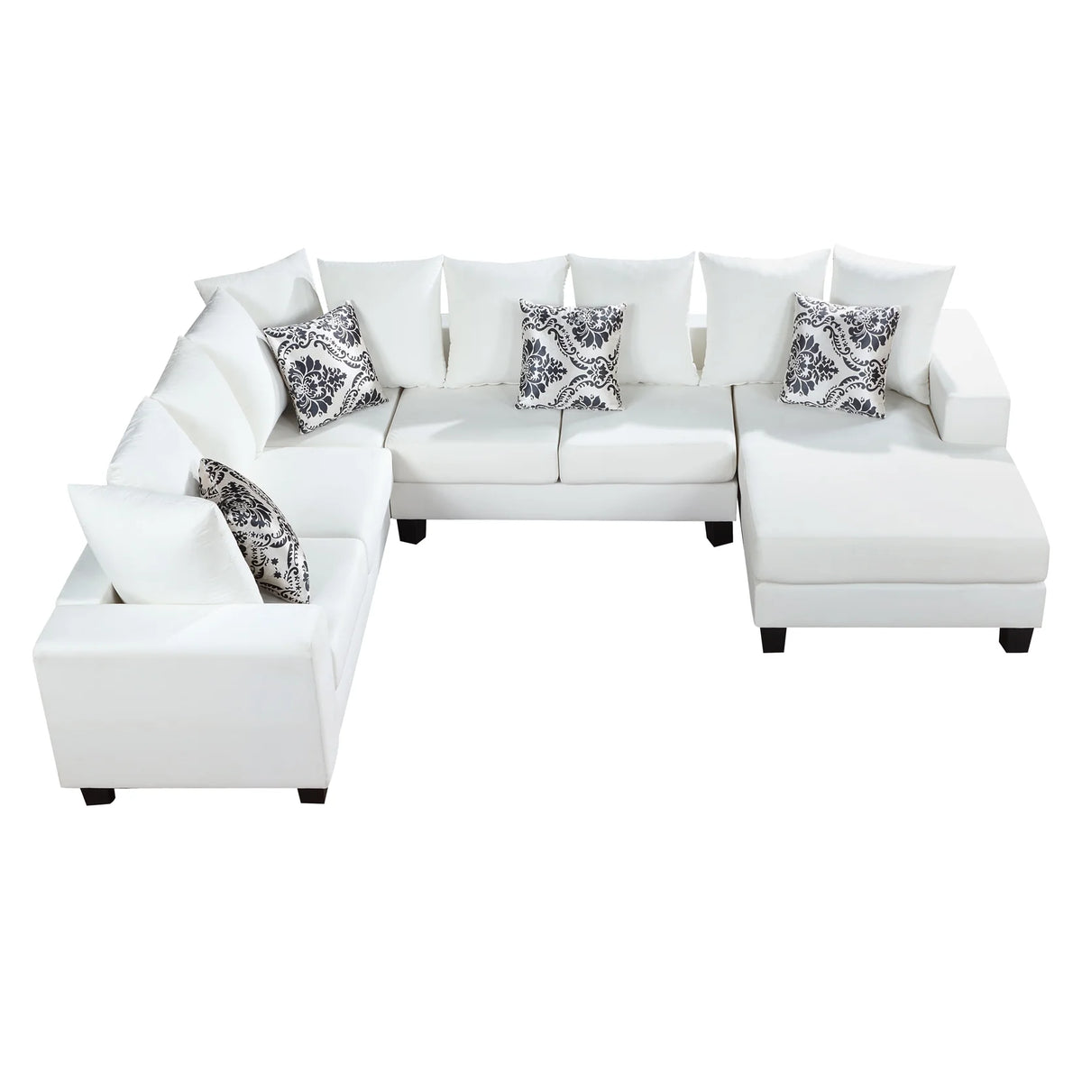 U Shape Velvet Sectional Sofa with Pillows and Chaise Lounge O856