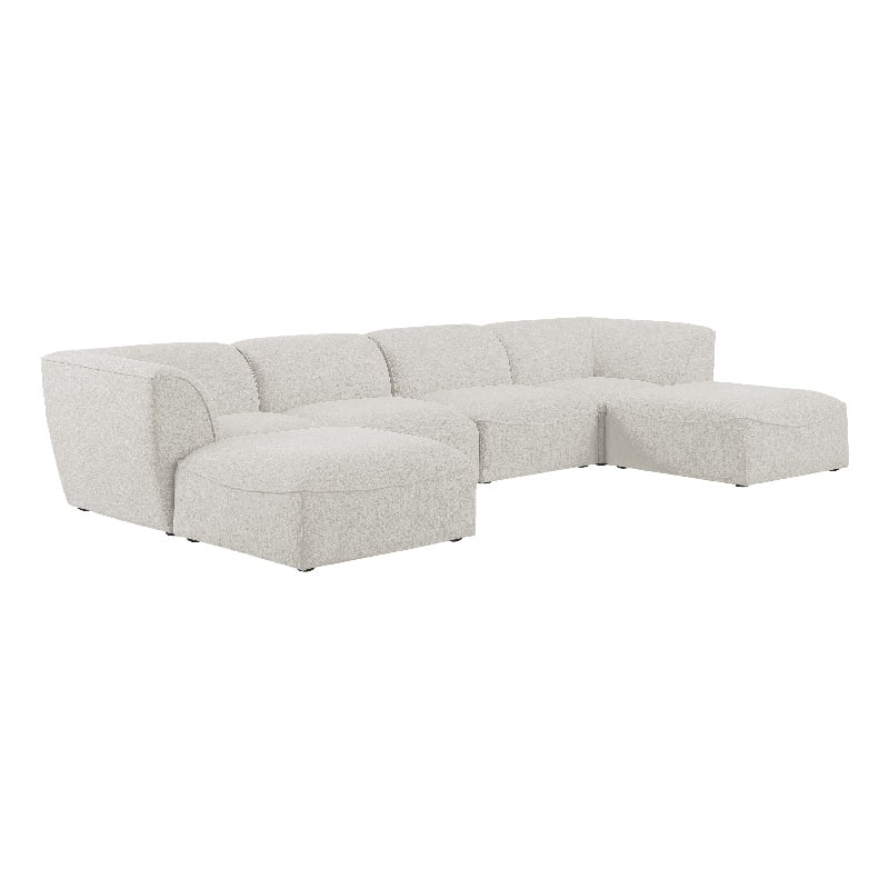 Cream Linen Textured Modular Sectional E996793