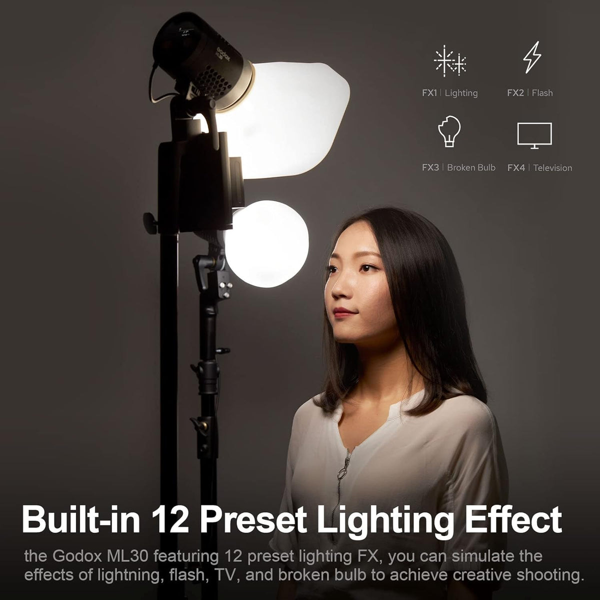 ML30 LED Video Light 5600K CRI96+ TLCI 97+ G2375