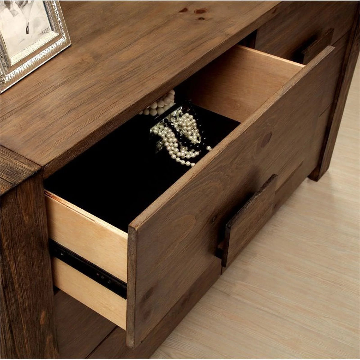 Brown Solid Wood Dresser and Mirror Q663083