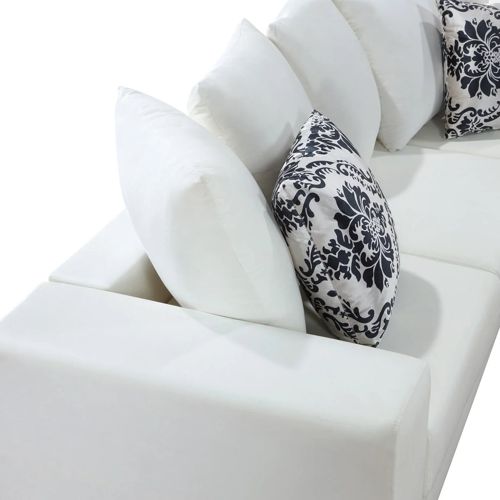 U Shape Velvet Sectional Sofa with Pillows and Chaise Lounge O856