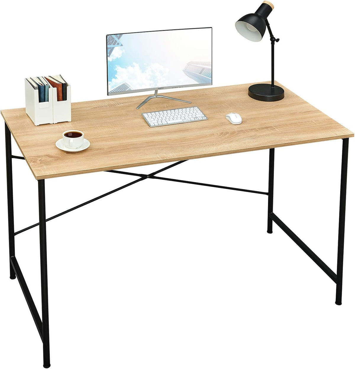 Oak Tabletop with Black Frame Writing Desk R61634