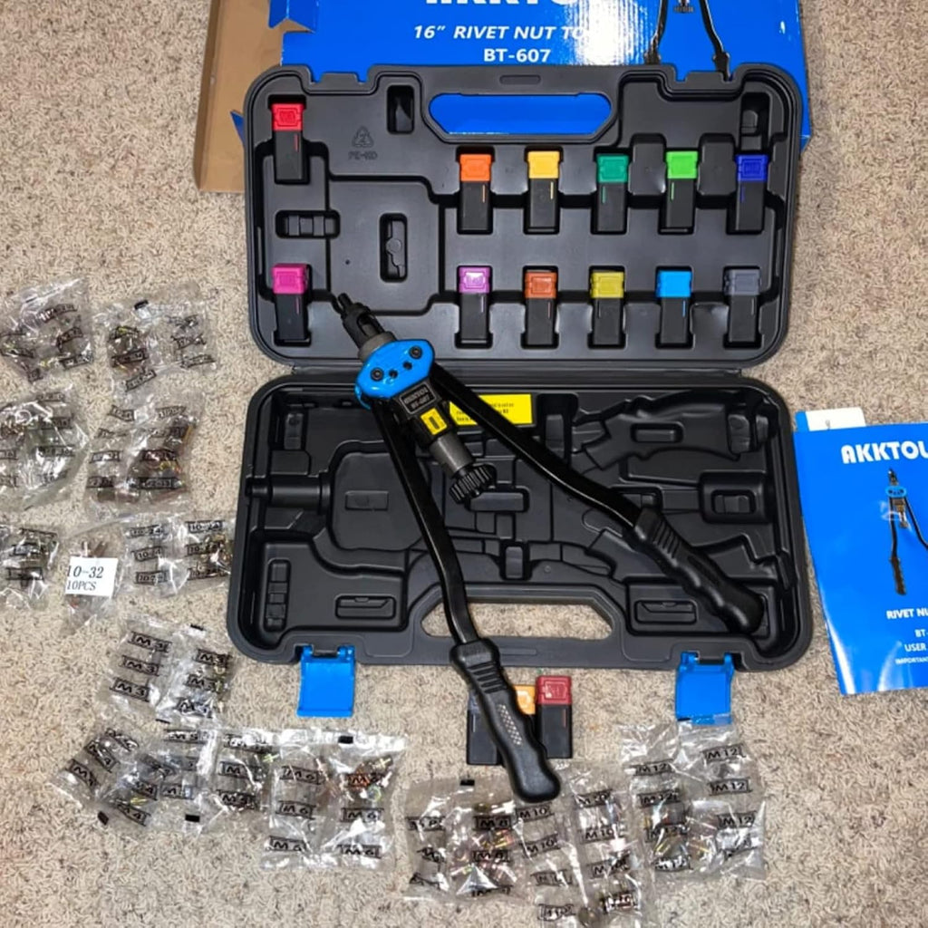 16" Rivet Nut Tool Kit with 15 PCS Mandrels and 125 PCS Rivet Nuts F963066
