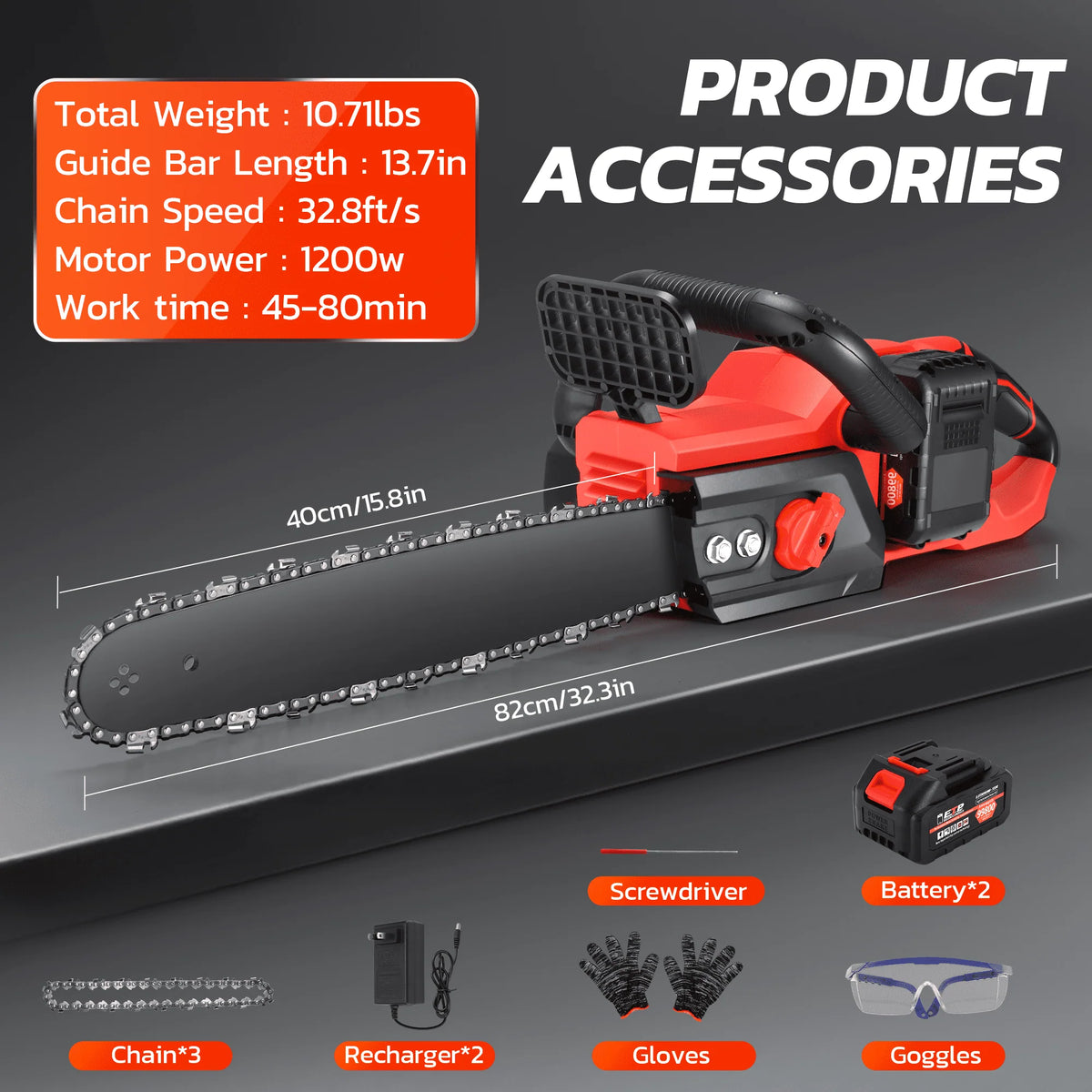 42V Cordless Brushless Chainsaw Kit with 2 Batteries A124853