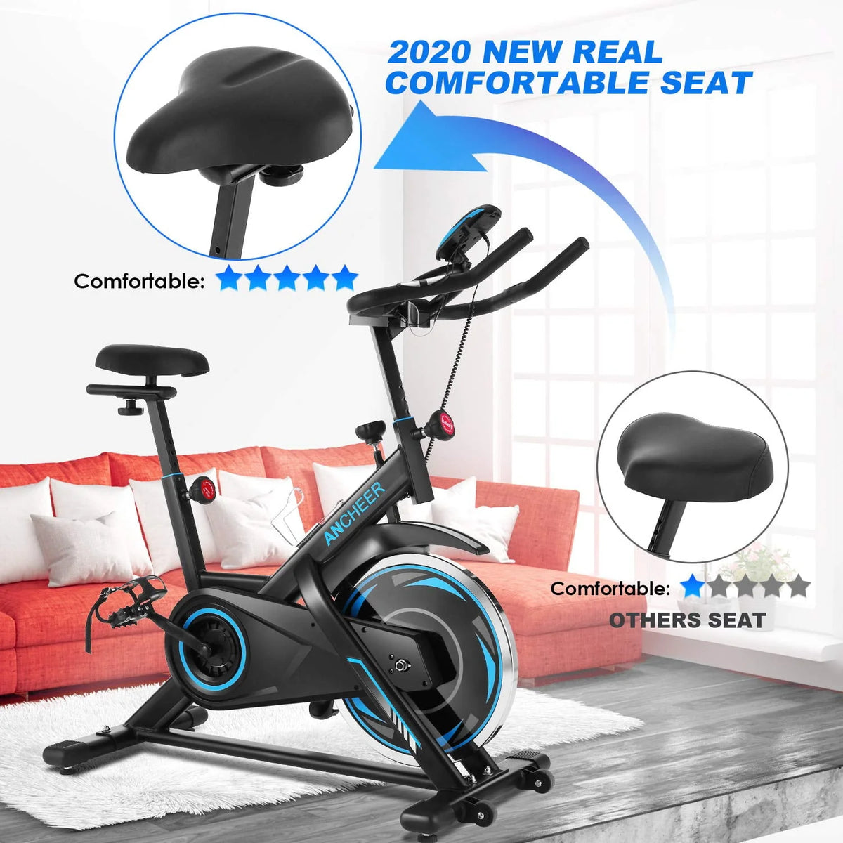 Indoor Exercise Bike with LCD Monitor and 330 lbs Weight Capacity R149