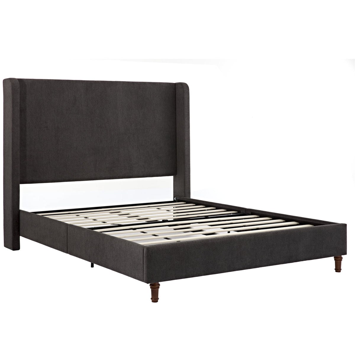Queen Size Upholstered Platform Bed with Wingback Headboard P56330