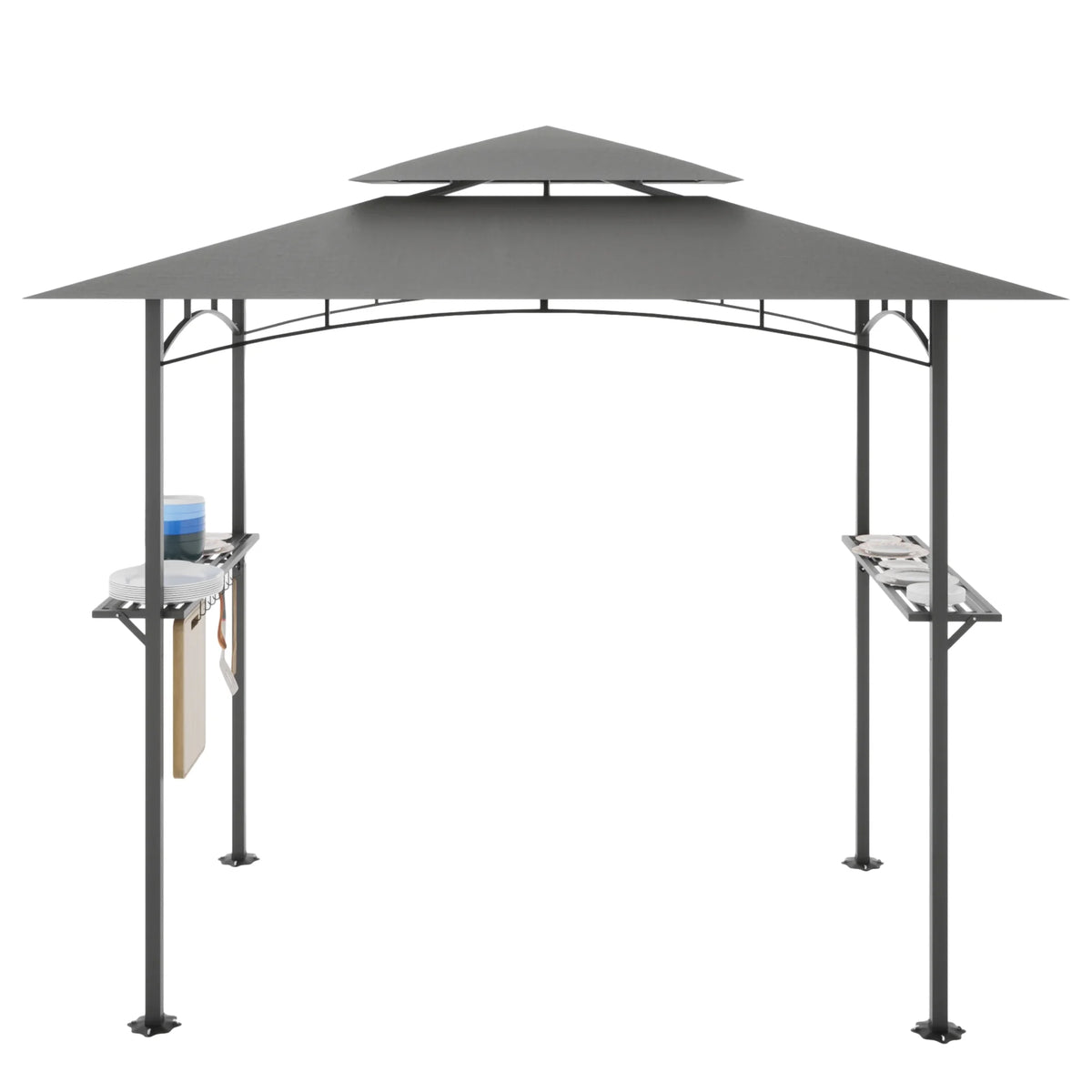 Patio BBQ Grill Gazebo Canopy with 2 Tier, Flame Retardant Cover Y854