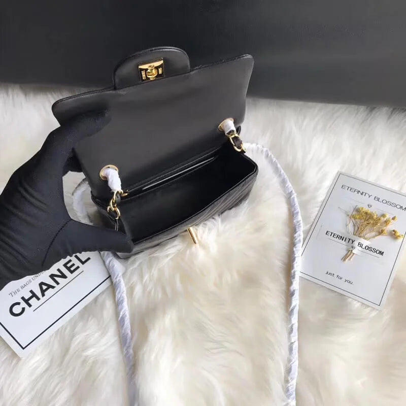 Lambskin Chevron Flap Bag J896