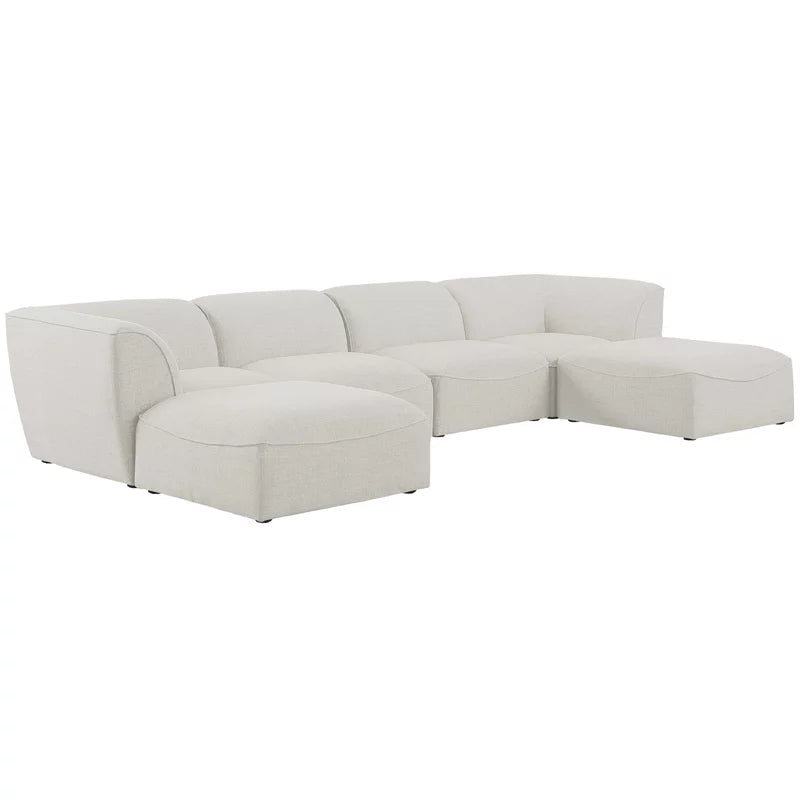 Cream Linen Textured Modular Sectional E996793