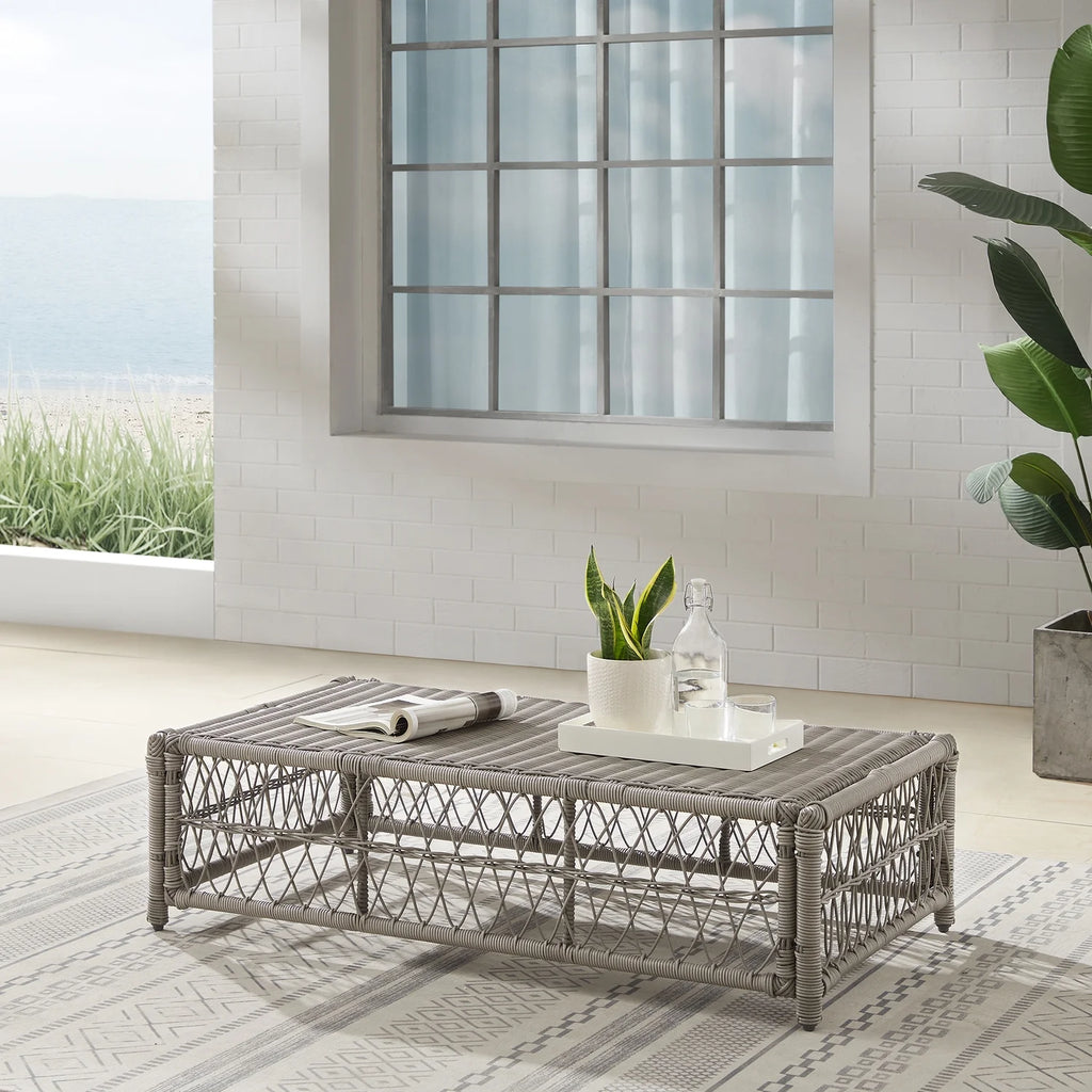 Outdoor Wicker Coffee Table Ottoman L96636
