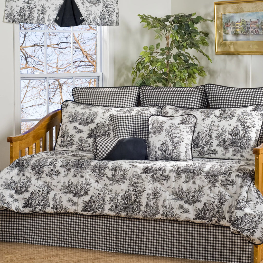 Black and White Toile 10-Piece Cotton Daybed Set X9361