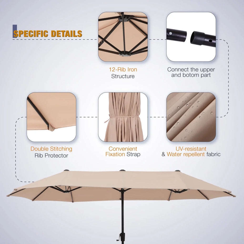 13 ft Double Sided Beige Patio Umbrella G710073