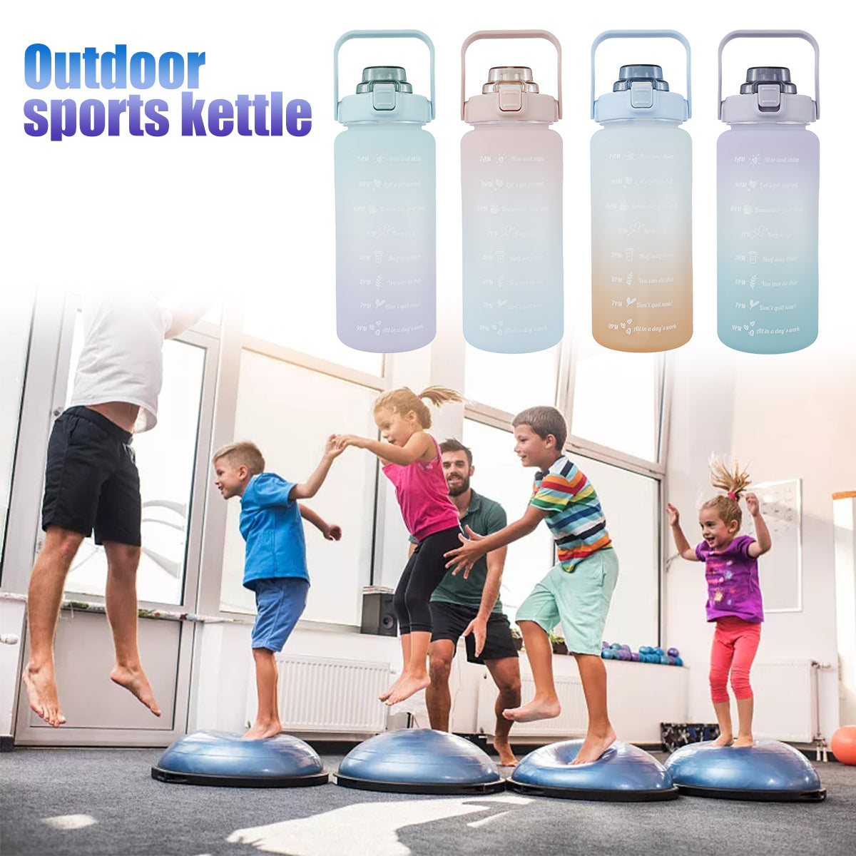 Gradient Color Water Bottle with Time Marker C38682