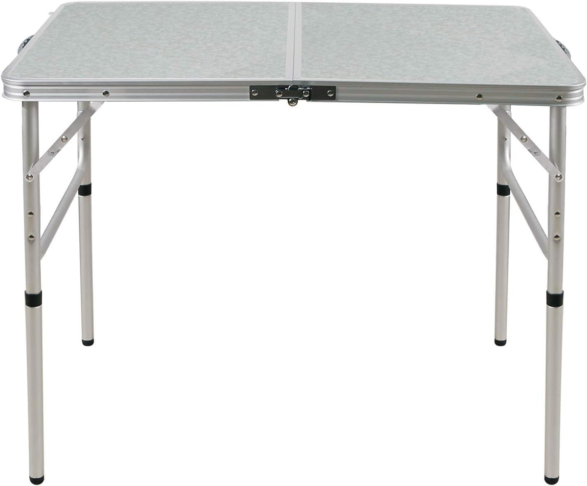White 3 Foot Aluminum Folding Camping Table with Adjustable Legs O163