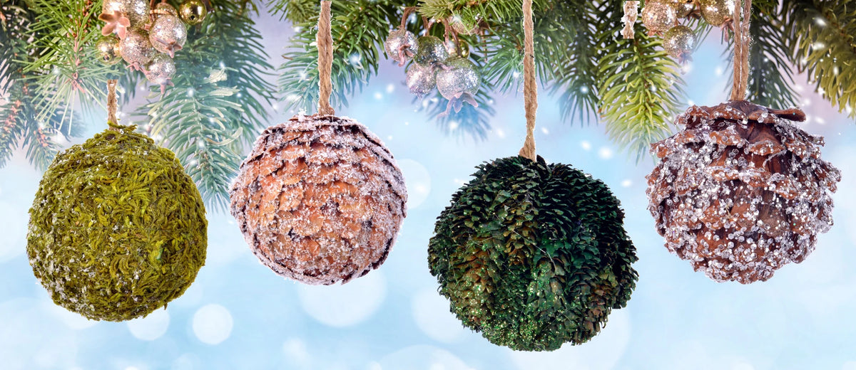 Pine Cone and Moss Ornaments Set of 4 Z954