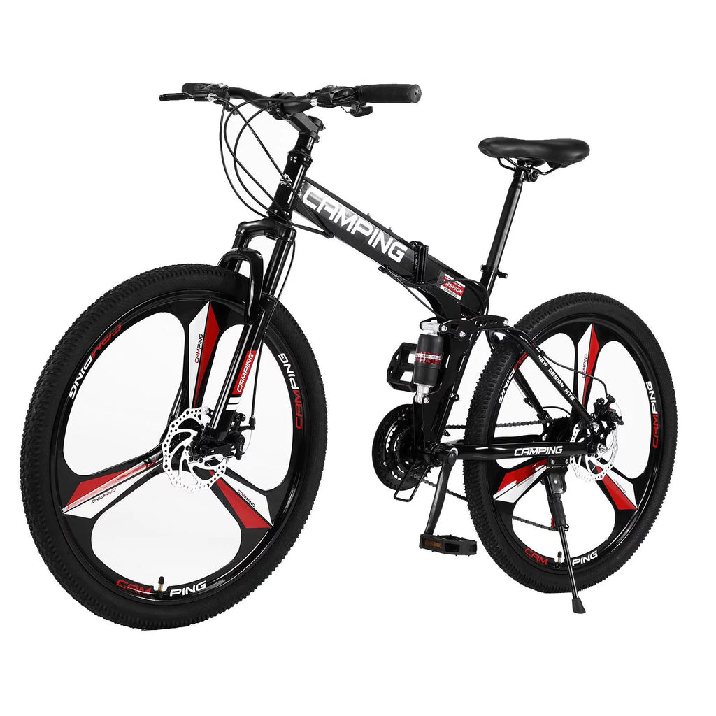 26 inch 21 Speeds Folding Mountain Bike High Carbon Steel Red U269