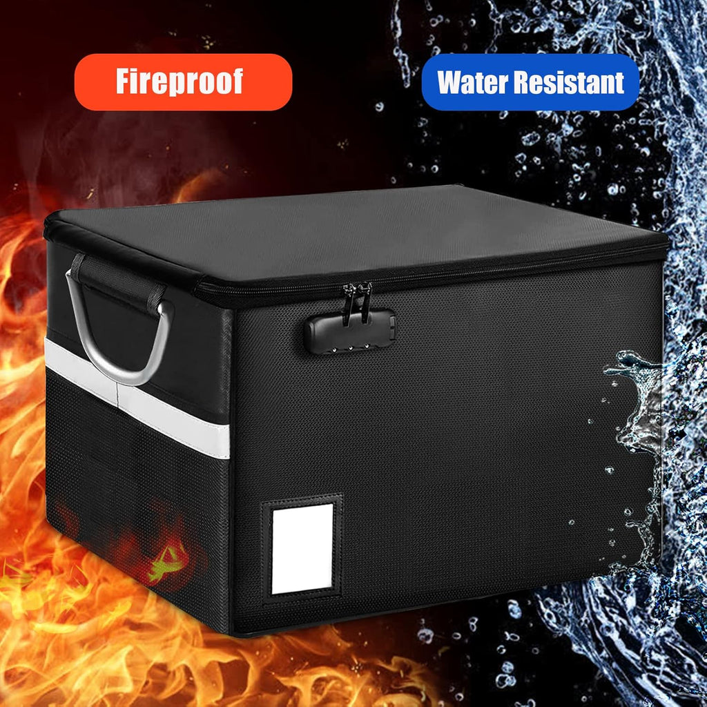 Fireproof Document Box with Lock, Pack of 2, Dark Black D120973