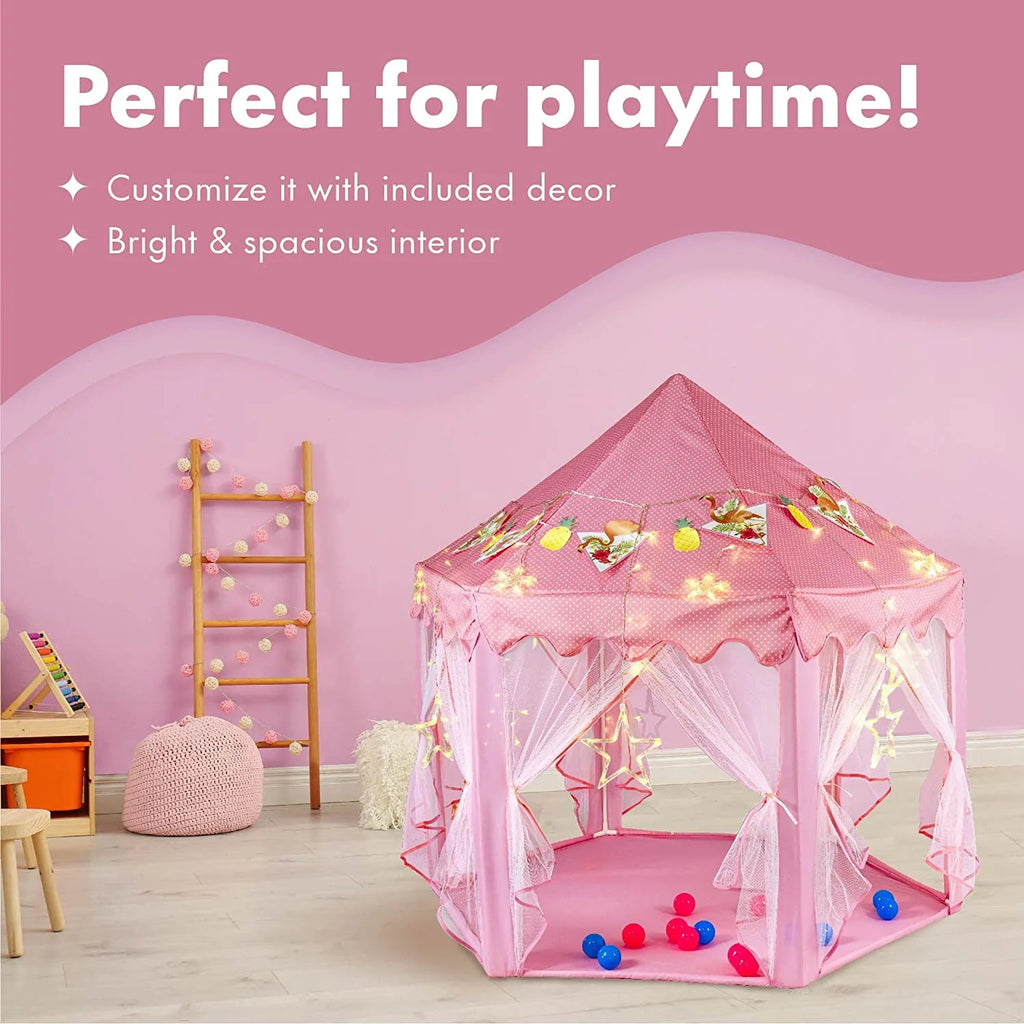 Princess Castle Play Tent with LED Star String Lights Z1993