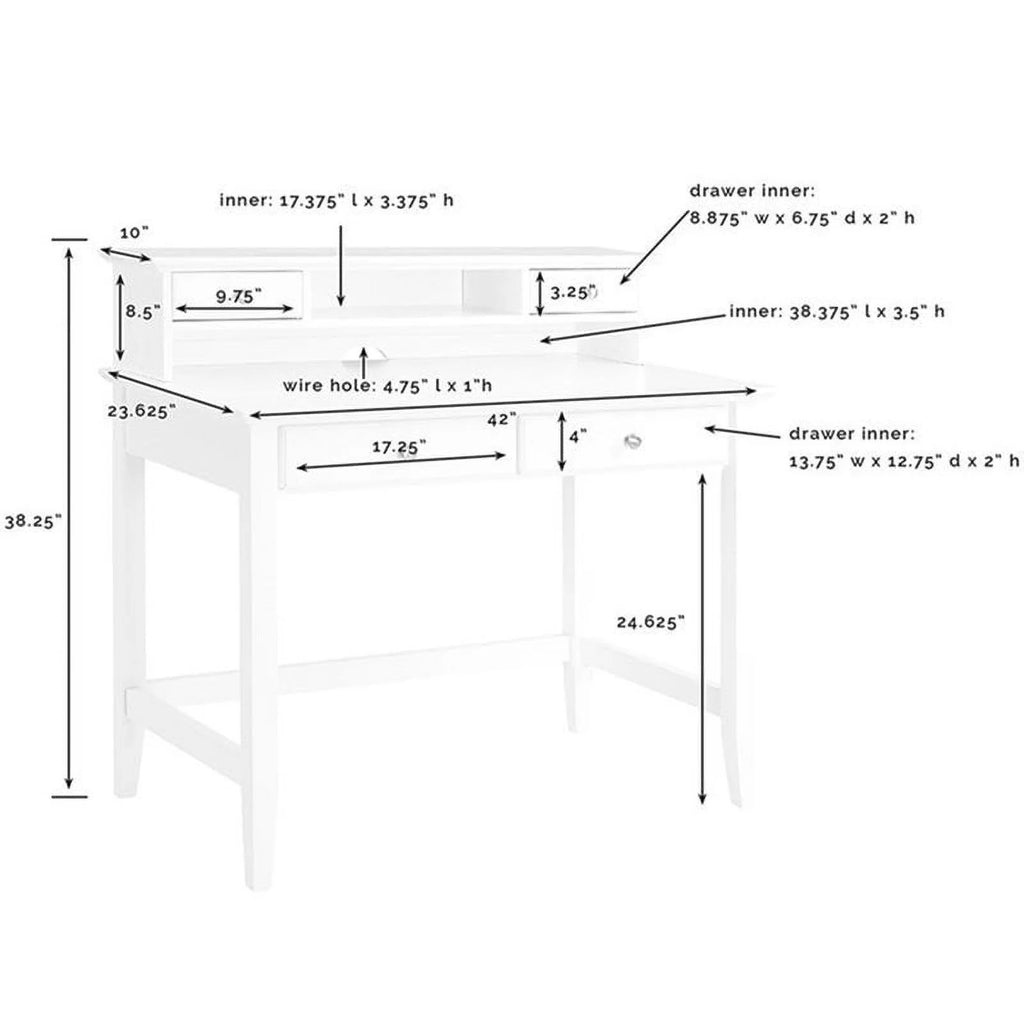 White Writing Desk with Hutch B11098