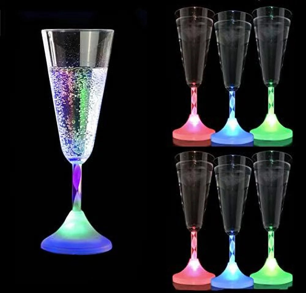 6 Oz LED Light Up Champagne Flutes Set Of 6 W3092