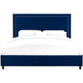 Navy Velvet Queen Bed Q567