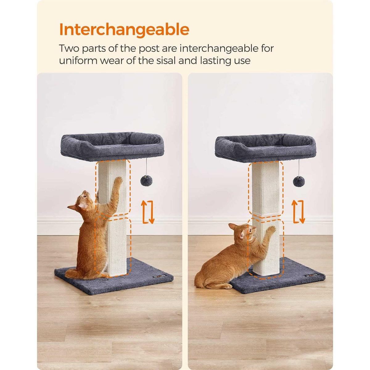 Cat Scratching Post with Plush Perch T76892