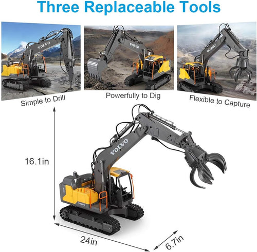 1/16 Scale RC Excavator Digger Toy with 2 Tools F704