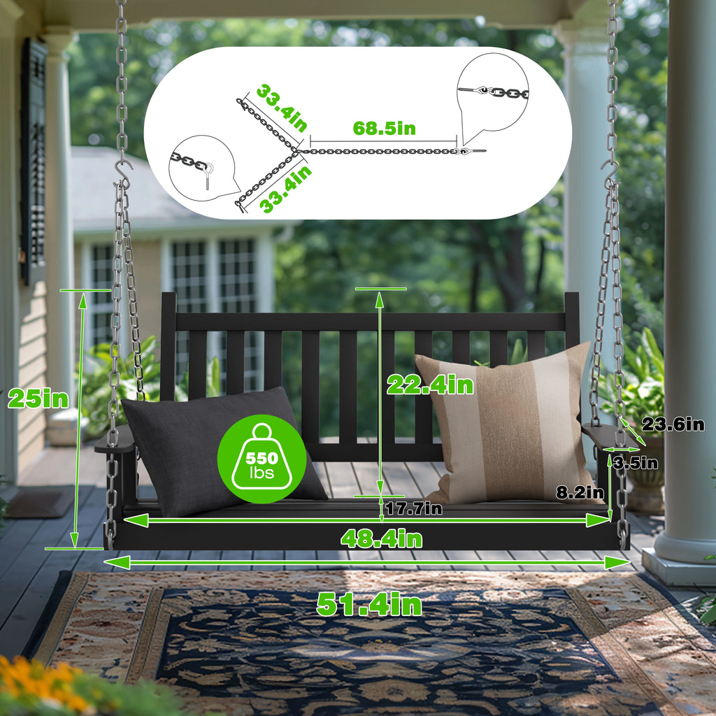 2-Seat Hanging Wooden Porch Swing O99124
