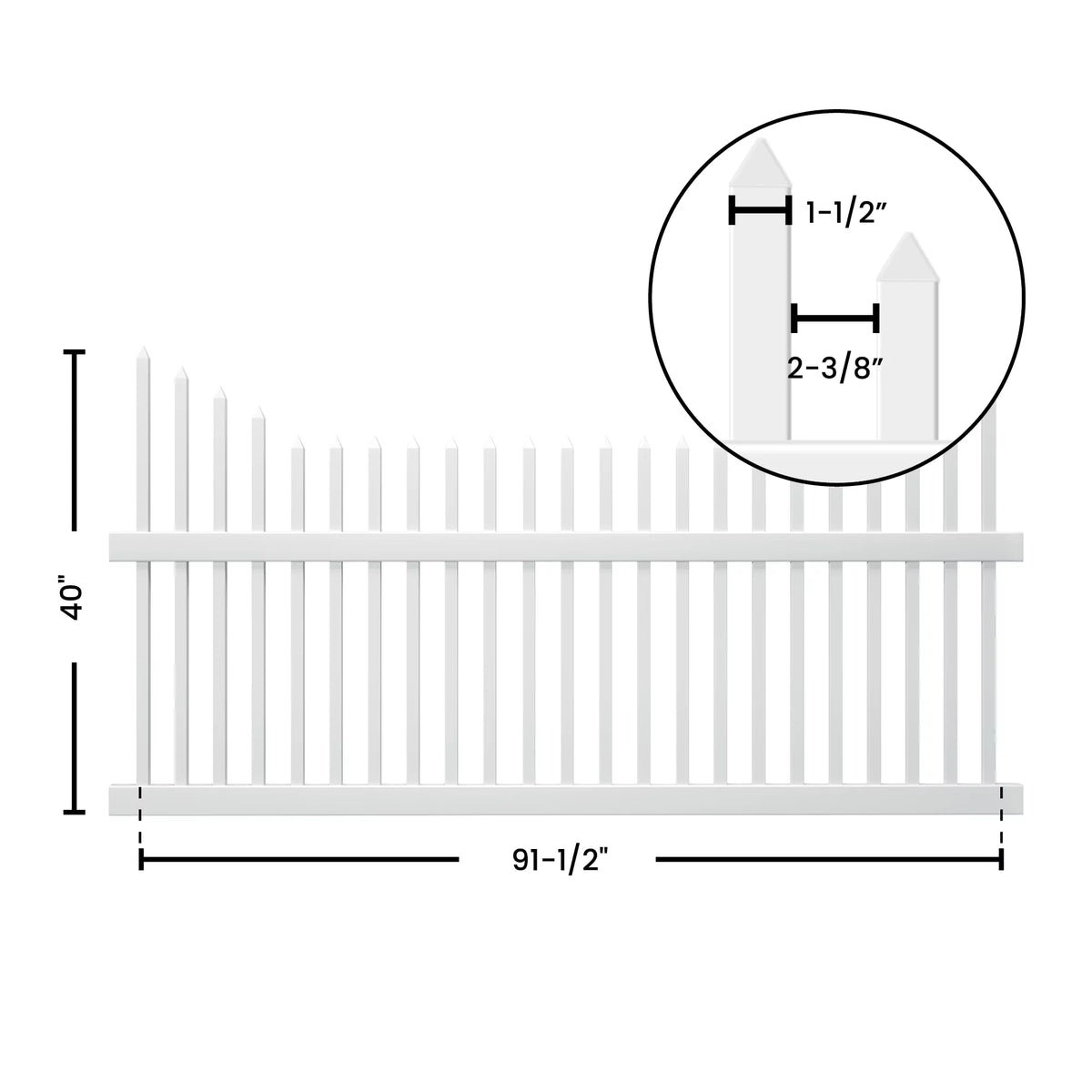 White Vinyl Picket Fence Panel U95022