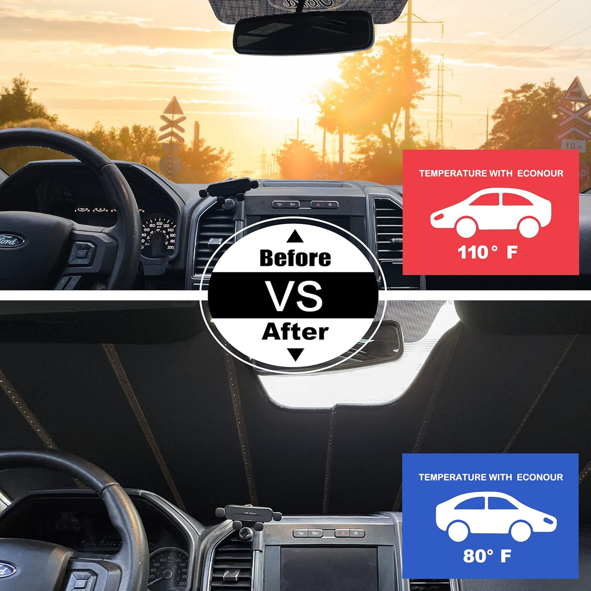 Front Windshield Sun Shade Pack of 2 Y3008