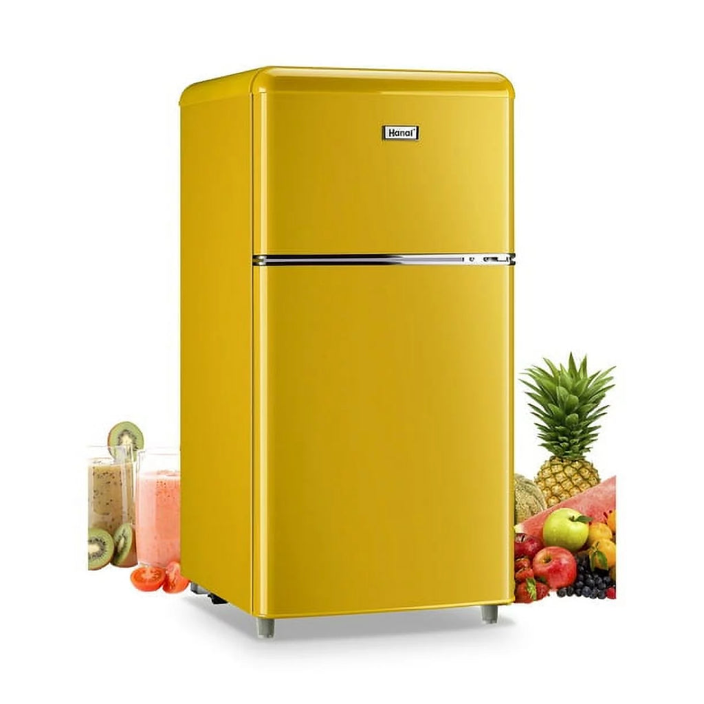 3.2 Cubic Feet Retro Dual Door Mini Fridge with Freezer F328546