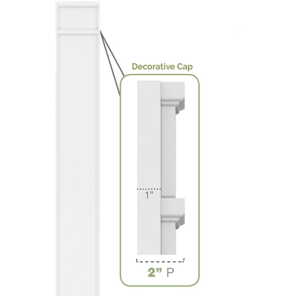 8x22W x 120x22H x 2x22P Raised Panel PVC Pilaster with Decorative Capital & Base (Pair) U72278