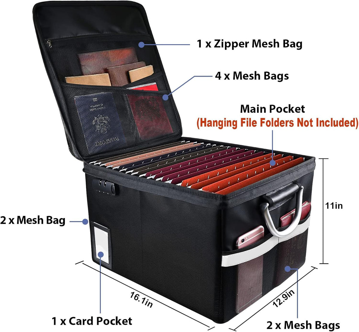 Fireproof Document Box with Lock, Pack of 2, Dark Black D120973