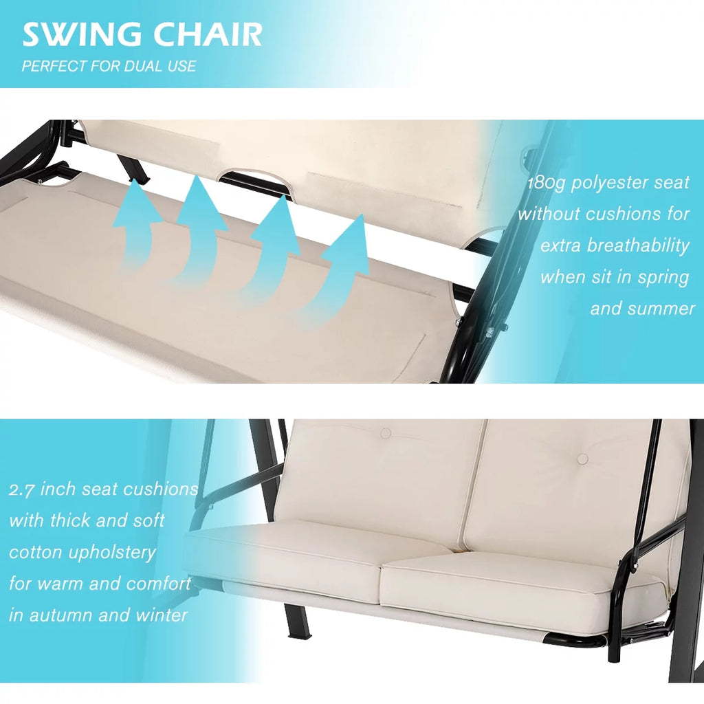 Beige Steel Outdoor Patio Swing Chair R731311