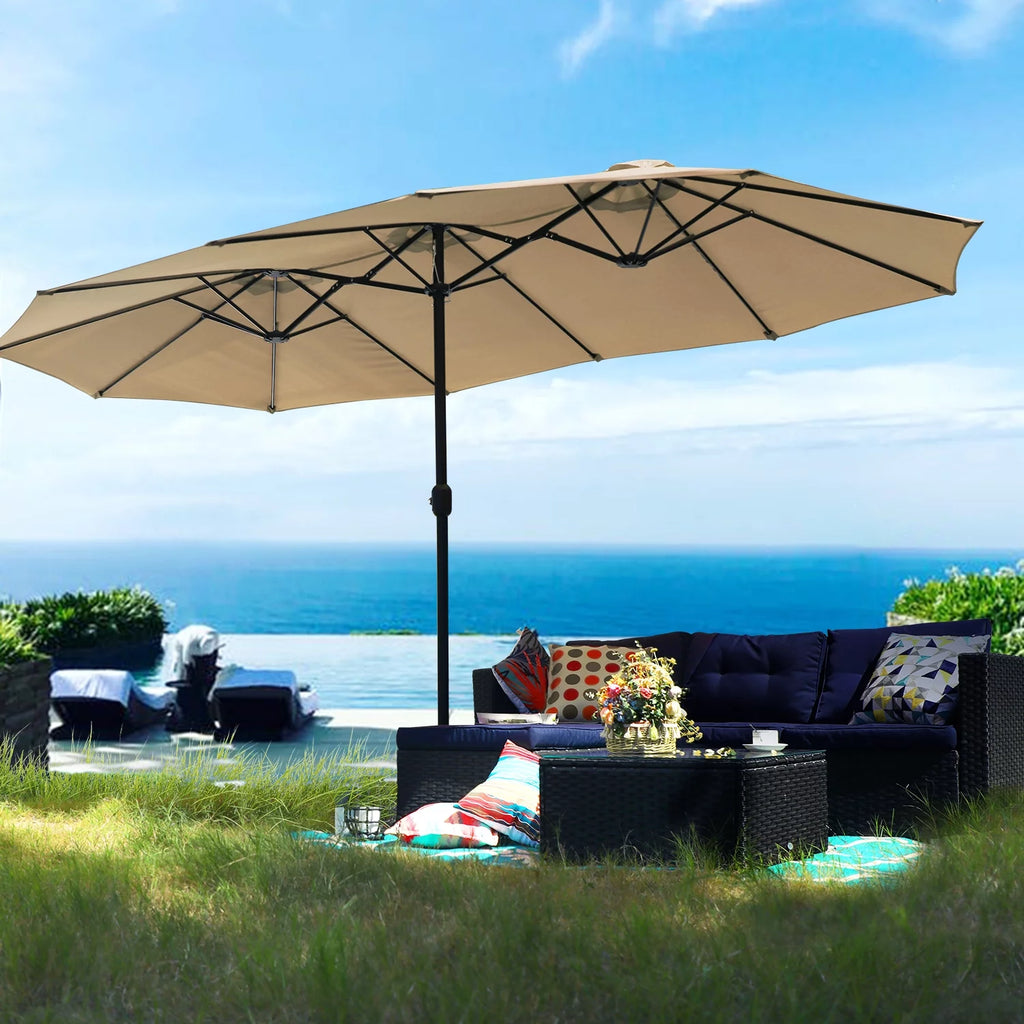 13 ft Double Sided Beige Patio Umbrella G710073