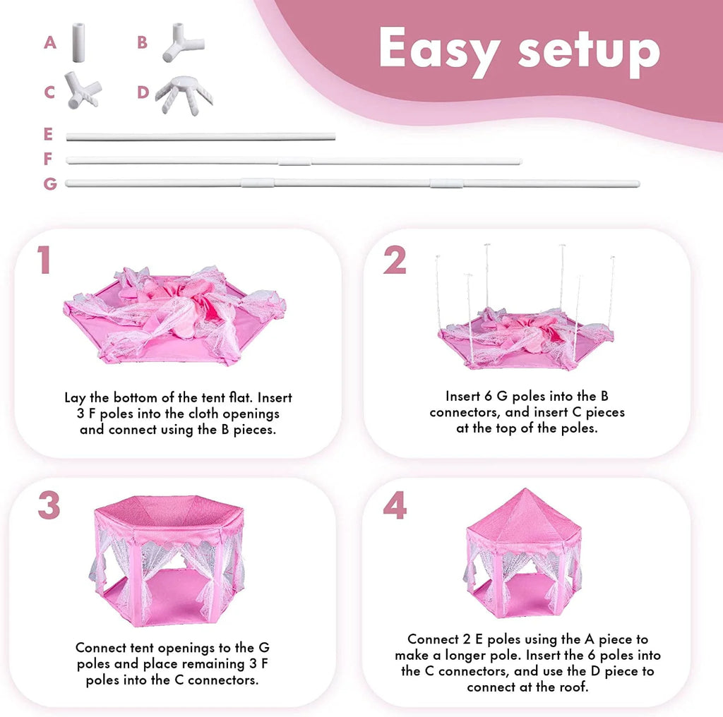 Princess Castle Play Tent with LED Star String Lights Z1993