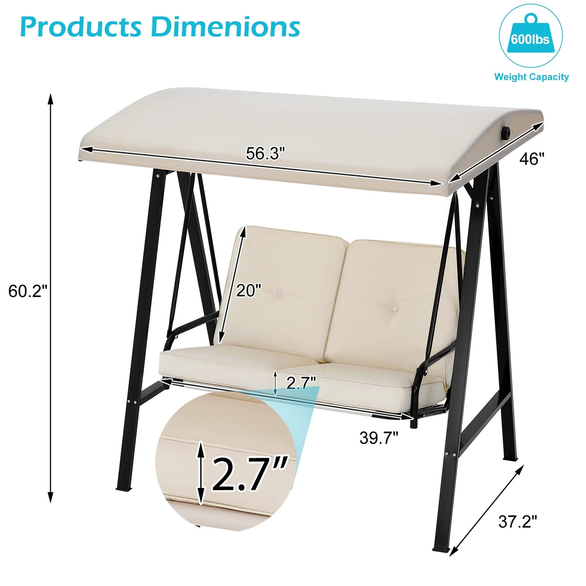 Beige Steel Outdoor Patio Swing Chair R731311