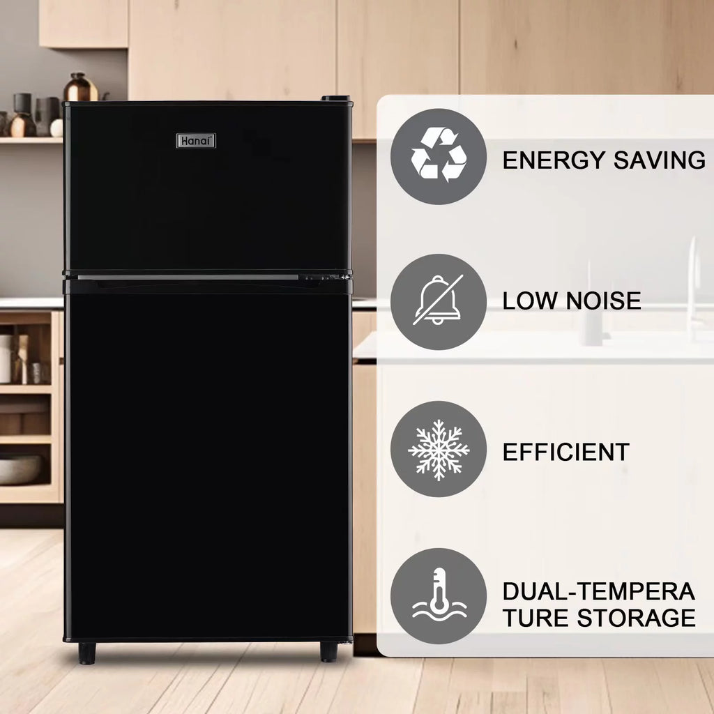 3.2 Cubic Feet Retro Dual Door Mini Fridge with Freezer F328546