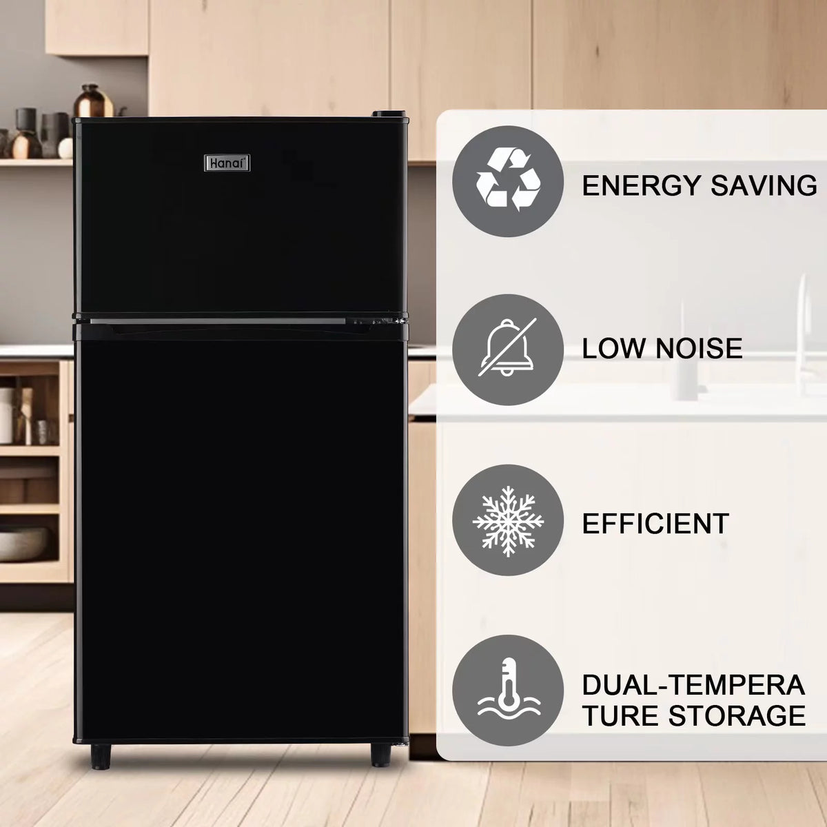 3.2 Cubic Feet Retro Dual Door Mini Fridge with Freezer F328546