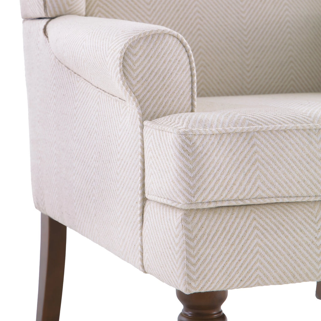 Tan Twill Upholstered Wingback Accent Chair with Solid Wood Legs M86302